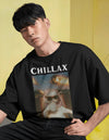 Chillax Cat Meme Oversized Black T-shirt