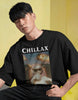 Chillax Cat Meme Oversized Black T-shirt