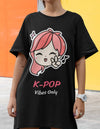 K-Pop Vibes Only Black T-shirt Dress with Pockets