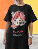 K-Pop Vibes Only Black T-shirt Dress with Pockets