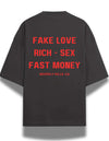 Fake Love Fast Money Oversized Black T-shirt