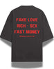 Fake Love Fast Money Oversized Black T-shirt