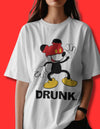 Drunk Mickey Oversized White T-shirt