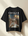 Chillax Cat Meme Oversized Black T-shirt