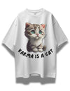 Karma Is A Cat White Oversized T-shirt