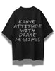 Kanye Attitude Drake Feelings Oversized Black T-shirt