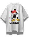 Drunk Mickey Oversized White T-shirt