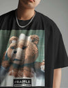 Fragile Bear Oversized Black T-shirt